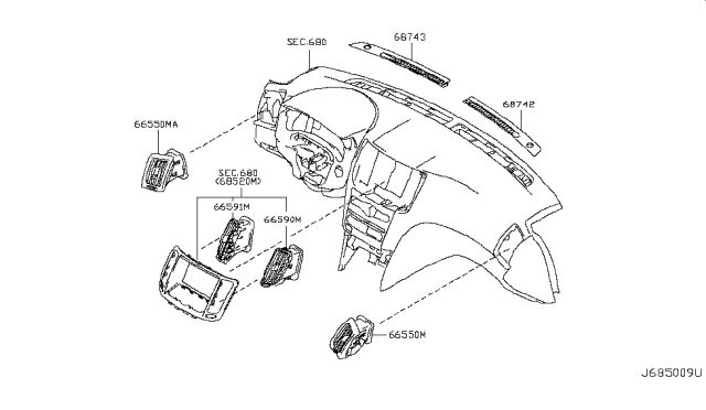 2009 Infiniti G37 Convertible Ventilator Diagram