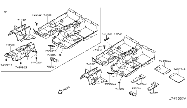 2010 Infiniti G37 Carpet Assy-Floor Diagram for 74902-JJ50A