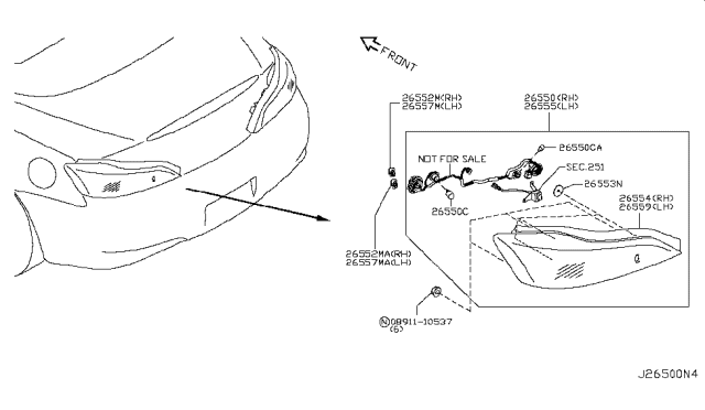 2014 Infiniti Q60 Rear Combination Lamp Diagram