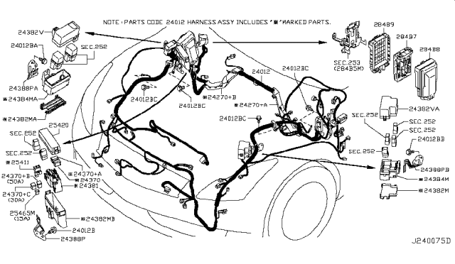 2010 Infiniti G37 Harness-Engine Room Diagram for 24012-JJ50B