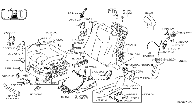 2015 Infiniti Q60 Convertible Front Seat Diagram 1