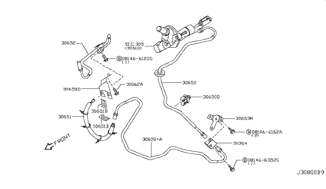 2011 Infiniti G37 Hose ASY Clutch Diagram for 30855-JK00B