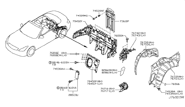2014 Infiniti Q60 Convertible Body Side Panel Diagram 3