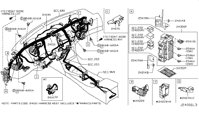 2009 Infiniti G37 Harness-Main Diagram for 24010-JJ52C