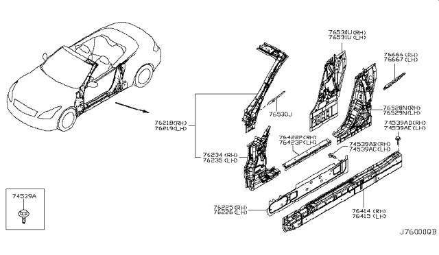 2011 Infiniti G37 Reinforce-Front Pillar,Upper LH Diagram for 76215-JJ51A