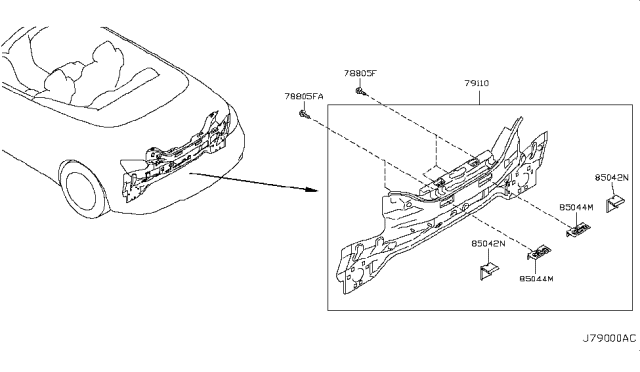 2015 Infiniti Q60 Rear,Back Panel & Fitting Diagram