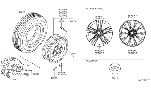 2010 Infiniti G37 Road Wheel & Tire Diagram 3