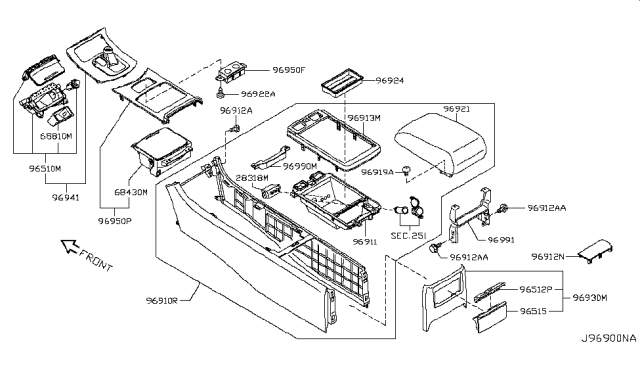 2009 Infiniti G37 Console Box Diagram 1