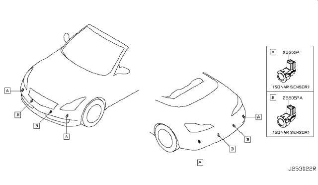 2013 Infiniti G37 Parking Aid Sensor Diagram for 25994-JK98E