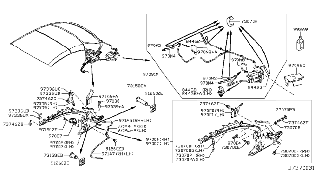 2011 Infiniti G37 Convertible Open Roof Parts Diagram 1