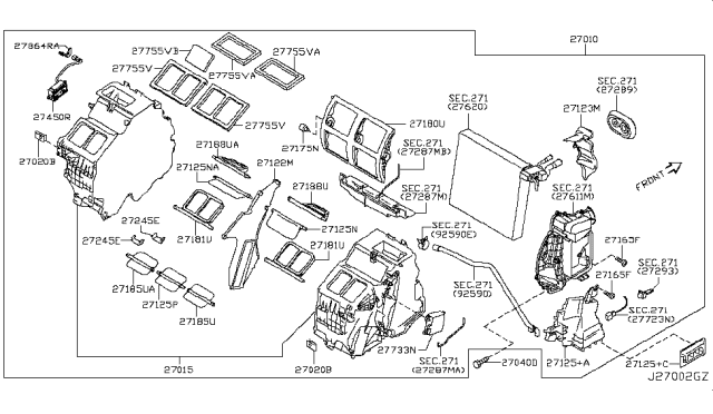 2014 Infiniti Q60 Convertible Heater & Blower Unit Diagram 2