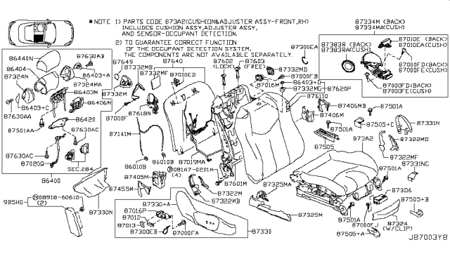 2014 Infiniti Q60 Finisher Assy-Cushion,Front Seat RH Diagram for 87339-1NF0C