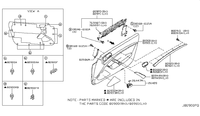 2014 Infiniti Q60 Front Door Trimming Diagram 2