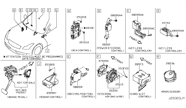 2014 Infiniti Q60 Key Less Controler Assembly Diagram for 28595-JK60A