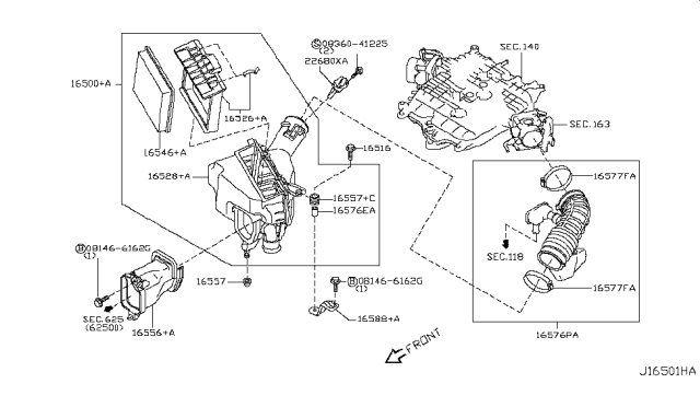 2014 Infiniti Q60 Convertible Air Cleaner Diagram 1