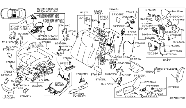 2009 Infiniti G37 Convertible Front Seat Diagram 7