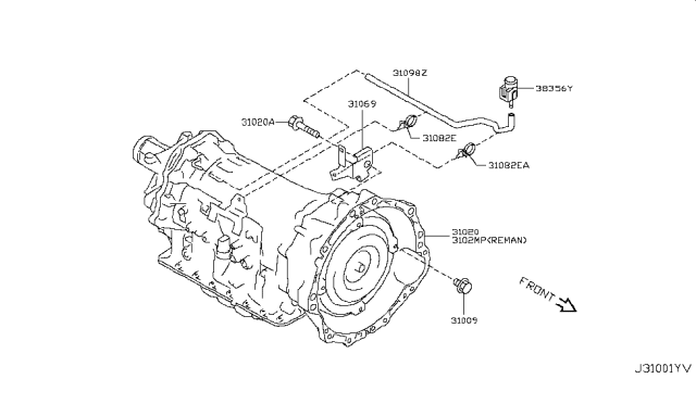 2011 Infiniti G37 Convertible Auto Transmission,Transaxle & Fitting Diagram 2