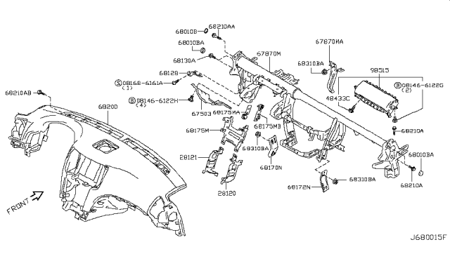 2009 Infiniti G37 Stay Assy-Instrument,Assist Diagram for 68172-JJ60A