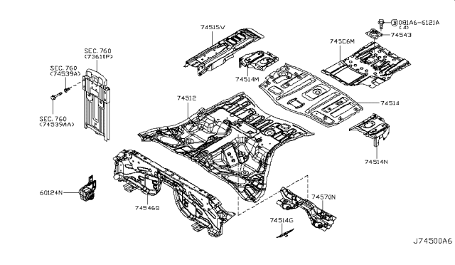 2014 Infiniti Q60 Floor Panel (Rear) Diagram