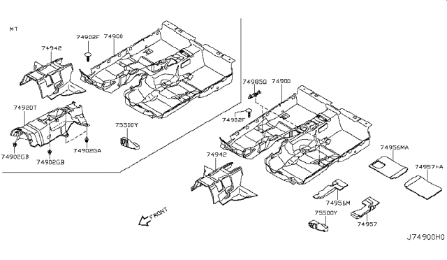 2010 Infiniti G37 Floor Trimming Diagram 1