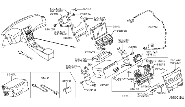 2009 Infiniti G37 Controller Assembly-Av Diagram for 25915-JJ53A