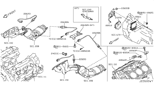 2010 Infiniti G37 Engine Control Module Diagram for 23710-1NJ4B