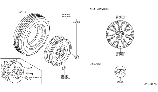 2014 Infiniti Q60 Road Wheel & Tire Diagram 2