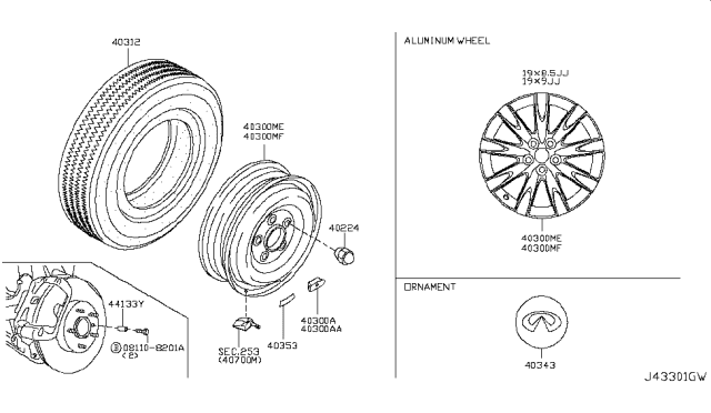 2012 Infiniti G37 Road Wheel & Tire Diagram 2