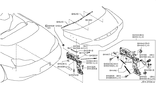 2015 Infiniti Q60 Trunk Lid & Fitting Diagram 2