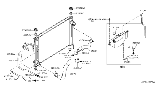 2015 Infiniti Q60 Radiator,Shroud & Inverter Cooling Diagram 4