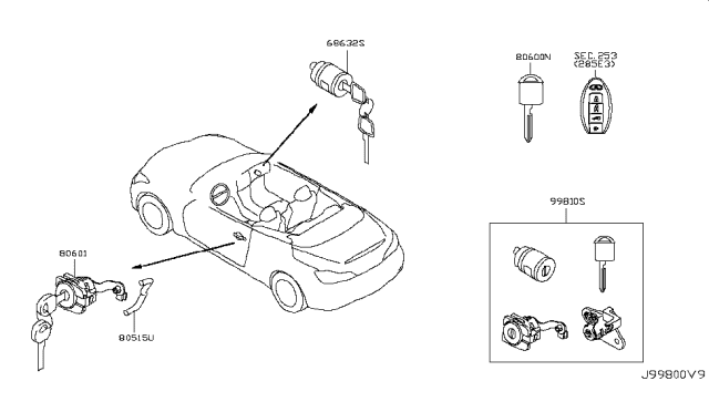 2014 Infiniti Q60 Convertible Key Set & Blank Key Diagram 2