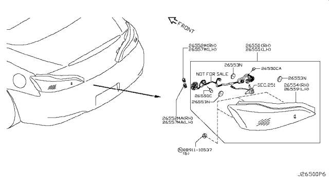 2012 Infiniti G37 Body Assembly-Combination LMP,RH Diagram for 26554-JJ51A