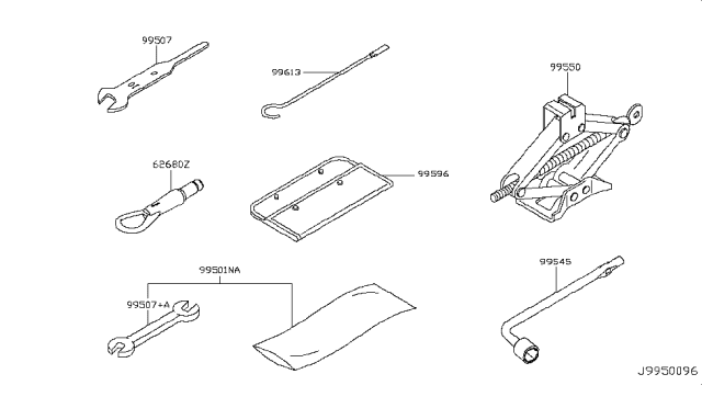 2014 Infiniti Q60 Wrench-Wheel Nut Diagram for 99545-0U000