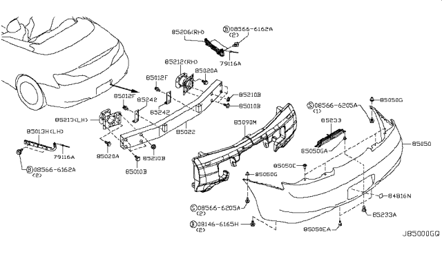 2010 Infiniti G37 Rear Bumper Diagram