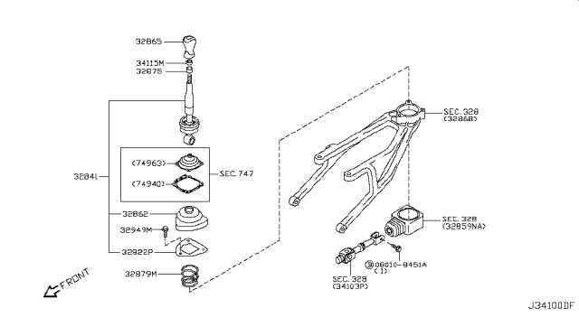 2011 Infiniti G37 Convertible Transmission Control & Linkage Diagram