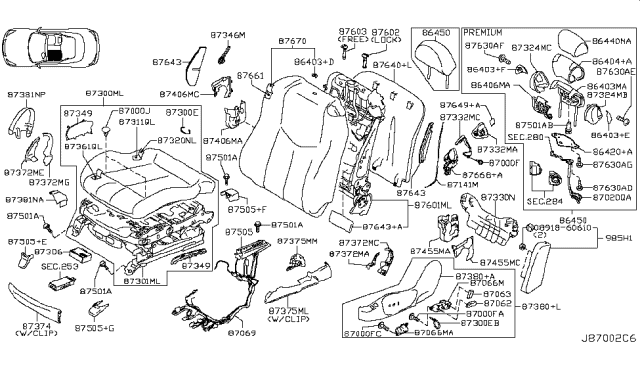 2010 Infiniti G37 Lever-Lumbar Diagram for 87610-JJ70C