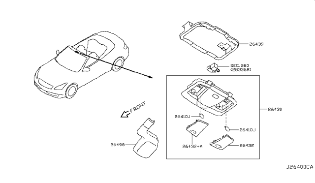 2014 Infiniti Q60 Bracket-Map Lamp Diagram for 26439-JJ50A