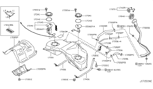 2013 Infiniti G37 Tank Assy-Fuel Diagram for 17202-JJ60A