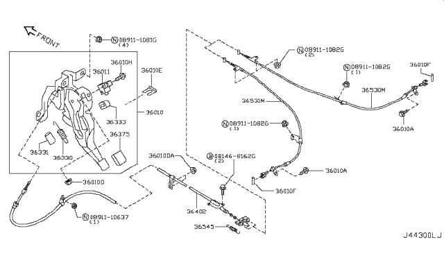 2014 Infiniti Q60 Convertible Parking Brake Control Diagram 2