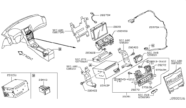 2015 Infiniti Q60 Display Unit-Av Diagram for 28091-JJ93A