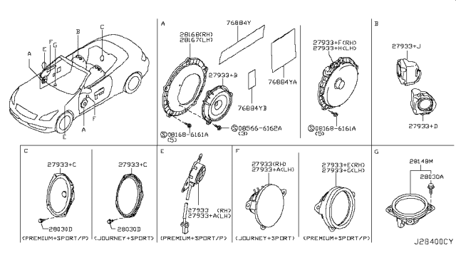 2015 Infiniti Q60 Speaker Unit Diagram for 28148-JK20A