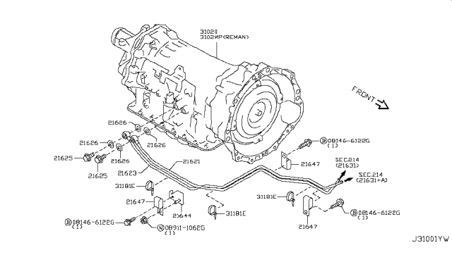 2012 Infiniti G37 Transmission Assembly - Automatic Diagram for 31020-X439B