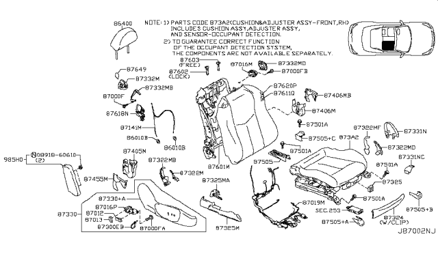 2009 Infiniti G37 Convertible Front Seat Diagram 11