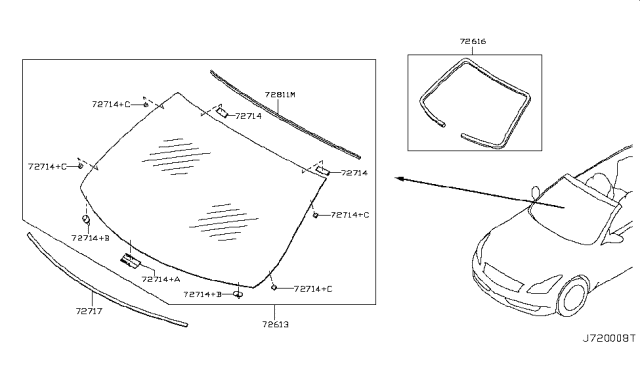 2009 Infiniti G37 Spacer-Glass,A Diagram for 72715-EG000