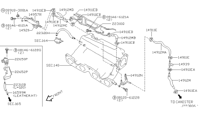 2002 Infiniti G20 Hose-EVAPORATOR Control Diagram for 22320-7J514