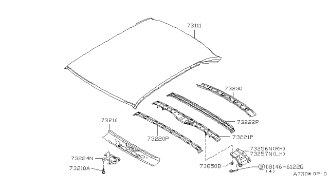 2000 Infiniti G20 Bow-Roof,Front Diagram for 73242-2J000