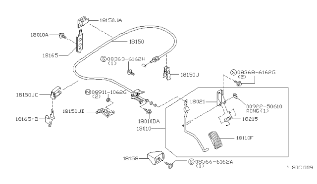 2000 Infiniti G20 Accelerator Linkage Diagram 1