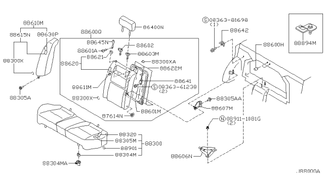 2001 Infiniti G20 Rear Seat Diagram 1