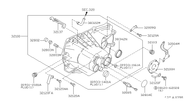 2000 Infiniti G20 Bracket-Switch Connector Diagram for 32009-65Y00