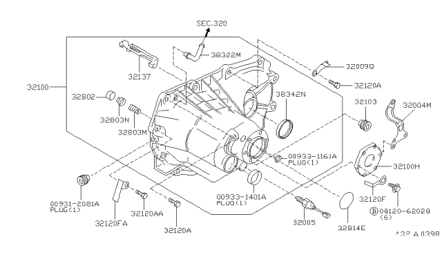 2000 Infiniti G20 Case Assy-Transmission Diagram for 32100-6J010